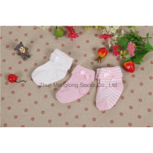 Comfortable Double Cuff Newborn Cotton Socks with Cute Bow in The Cuff